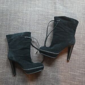 Minelli Black Suede High Heel Ankle Boots